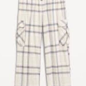 high waisted flannel cargo pants ~ Tan Plaid